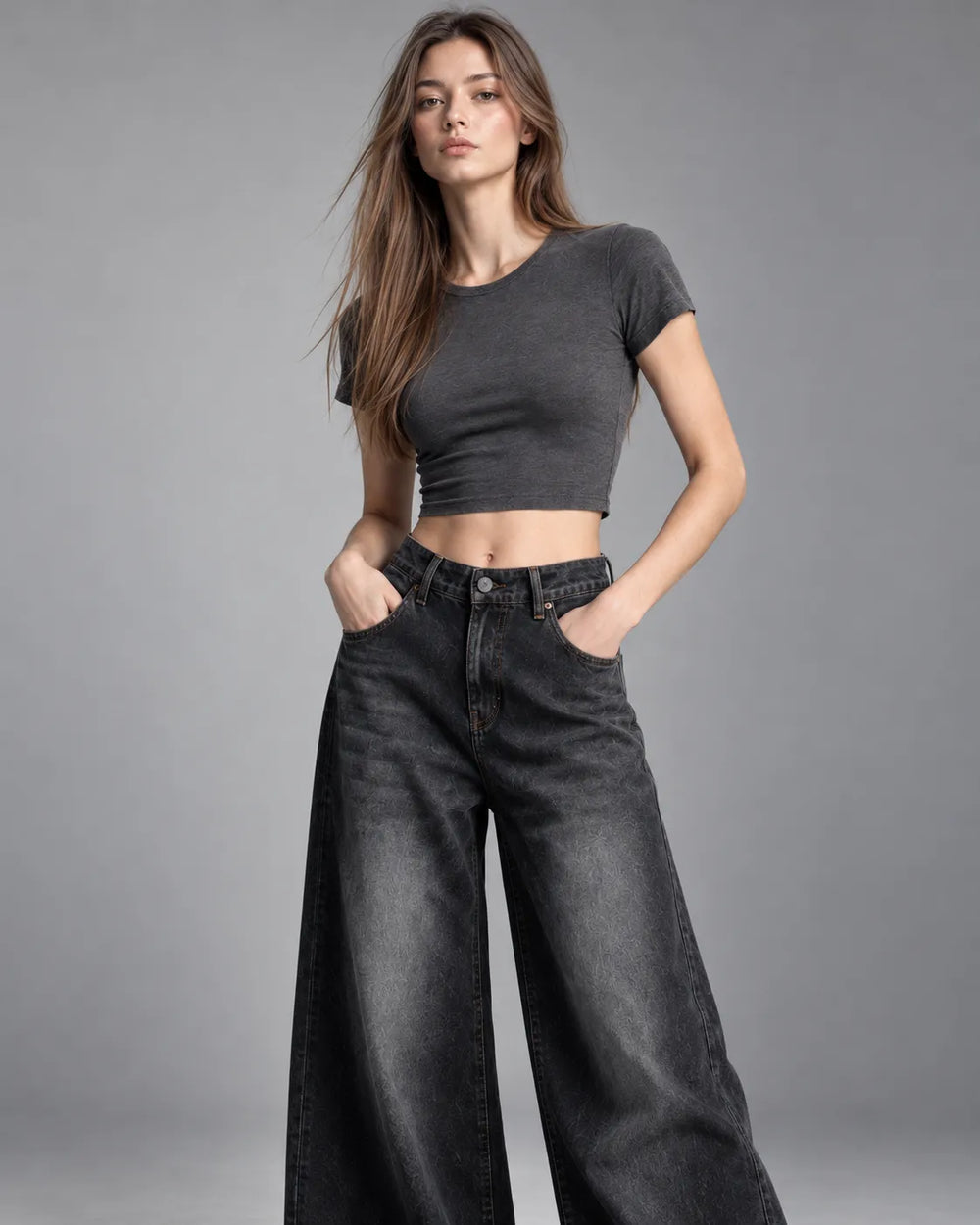Jean large Margaux – Gris anthracite
