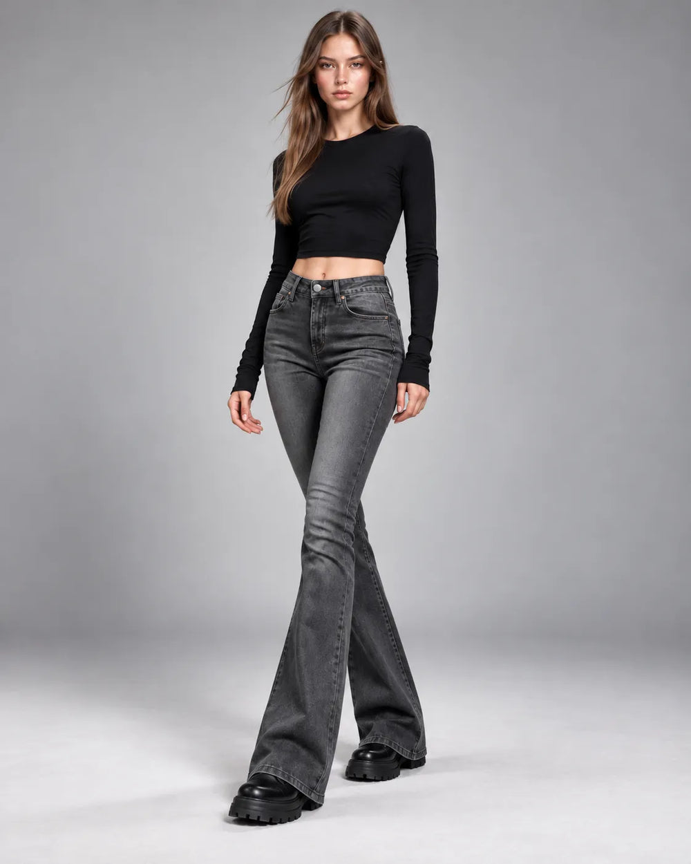 Jean flare Chloé – Gris anthracite