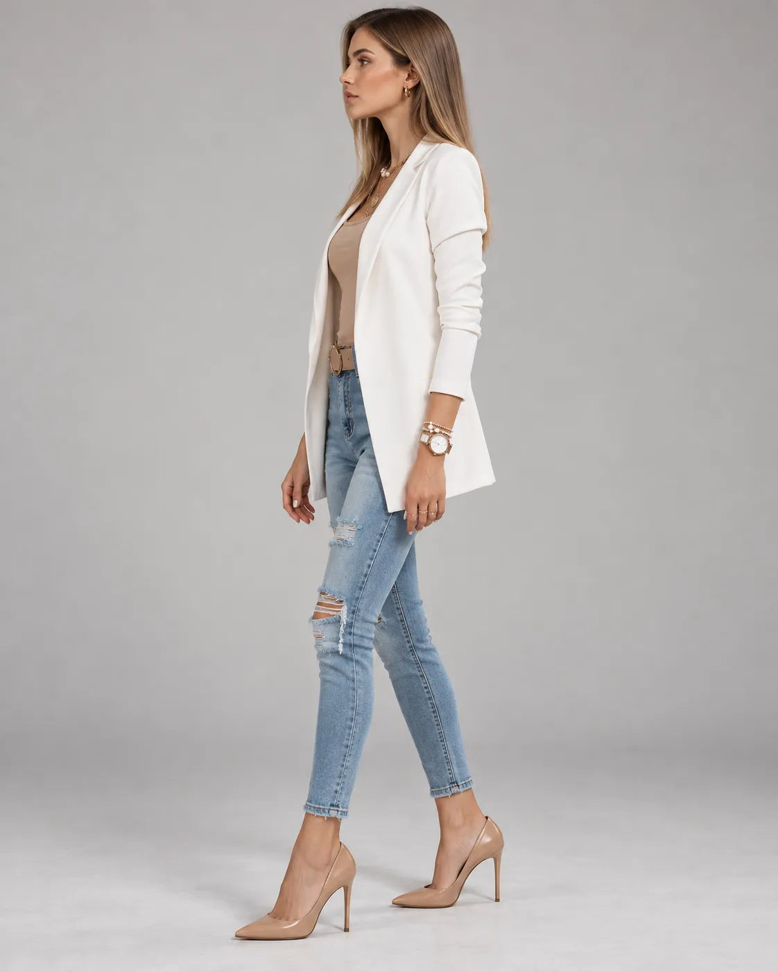 Blazer femme élégant Élise – Blanc
