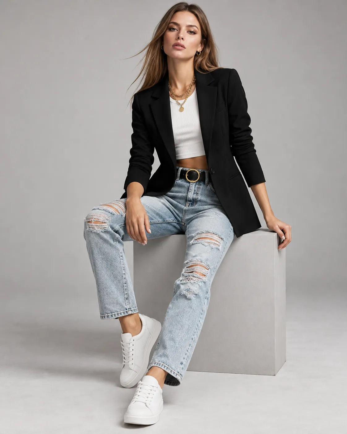 Blazer femme élégant Élise – Noir