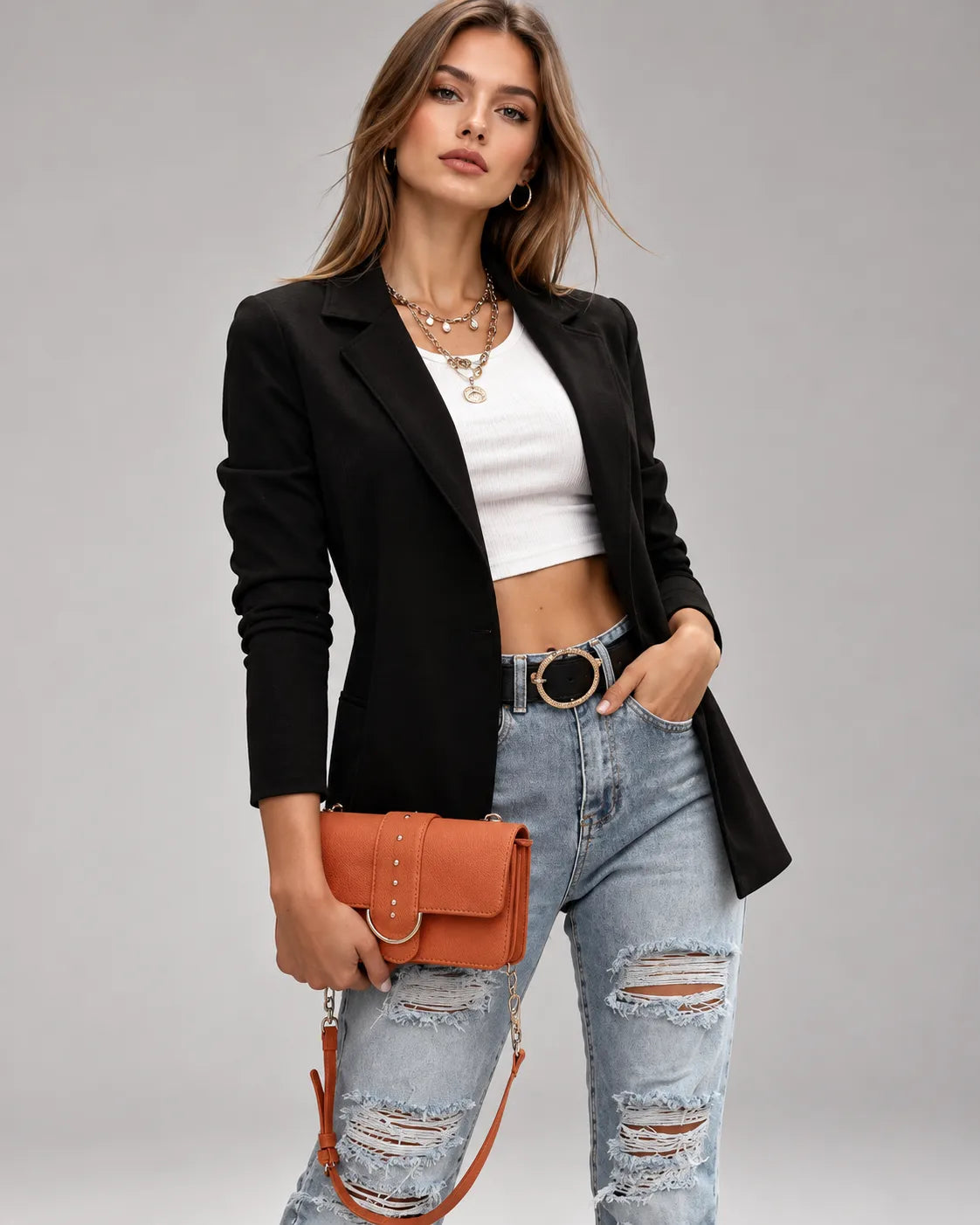 Blazer femme élégant Élise – Noir