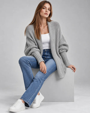 Gilet oversize en grosse maille Camille – Gris