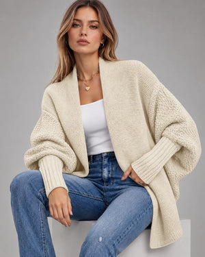Gilet oversize en grosse maille Camille – Écru
