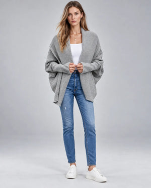 Gilet oversize en grosse maille Camille – Gris
