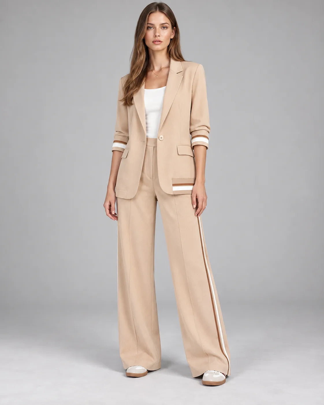Tailleur veste et pantalon Sofia – Beige