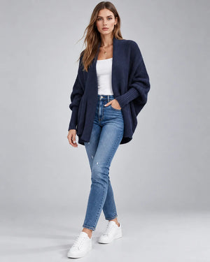 Gilet oversize en grosse maille Camille – Bleu marine