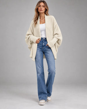 Gilet oversize en grosse maille Camille – Écru