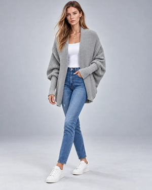 Gilet oversize en grosse maille Camille – Gris