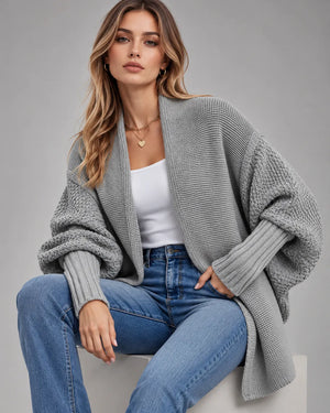 Gilet oversize en grosse maille Camille – Gris