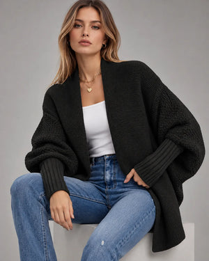 Gilet oversize en grosse maille Camille – Noir
