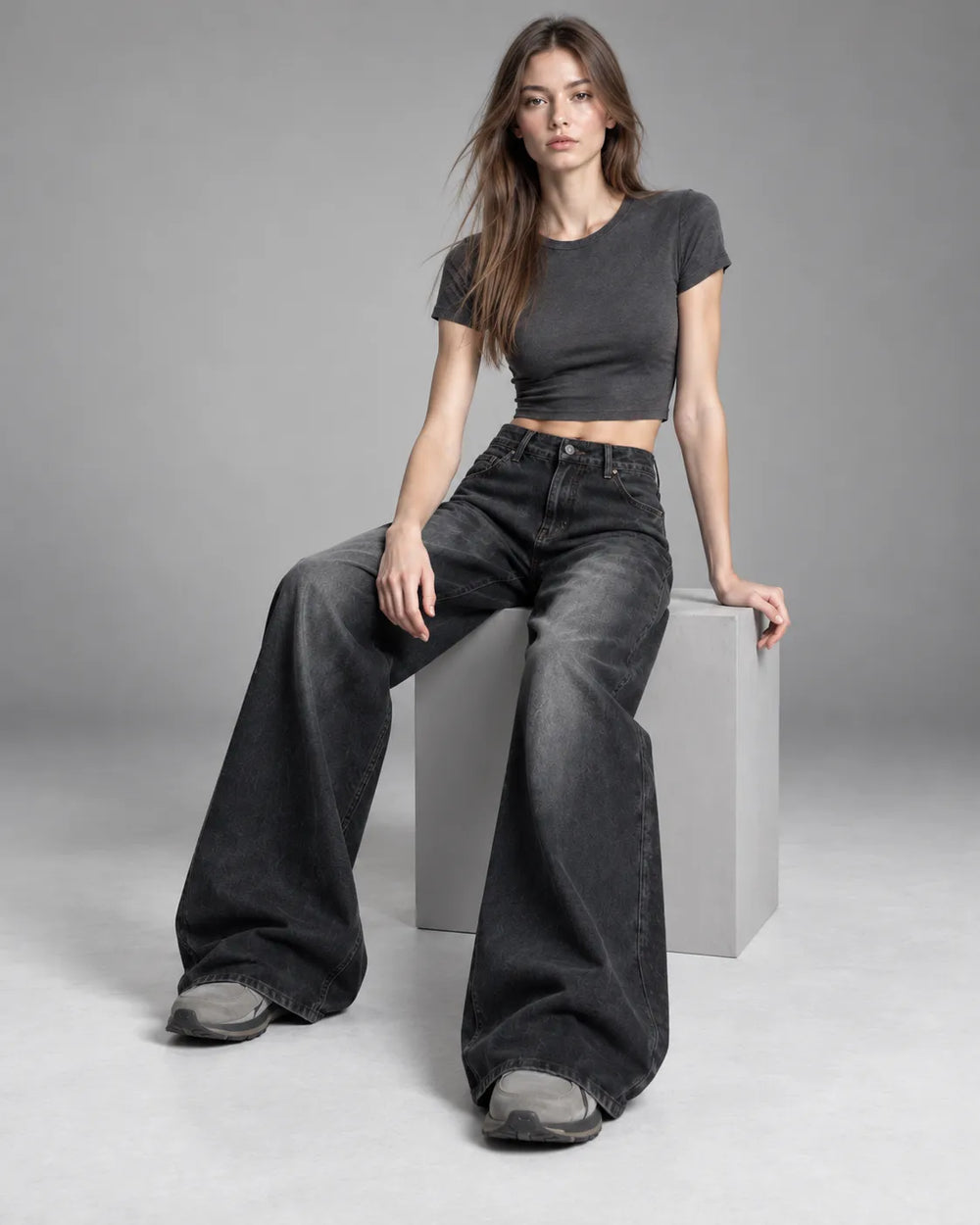 Jean large Margaux – Gris anthracite