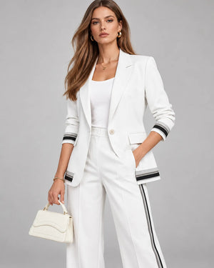 Tailleur veste et pantalon Sofia – Blanc