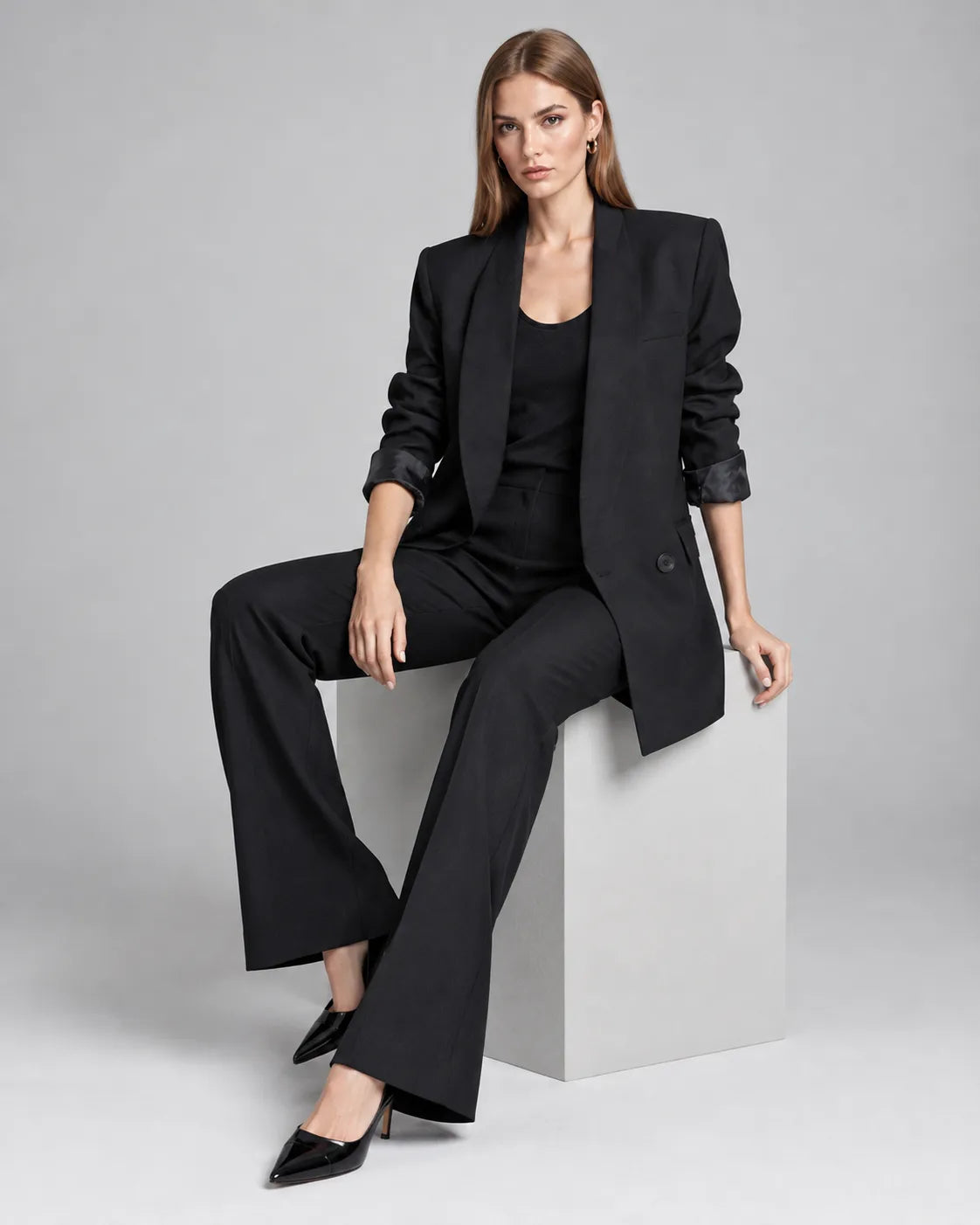 Blazer long asymétrique Céleste – Noir