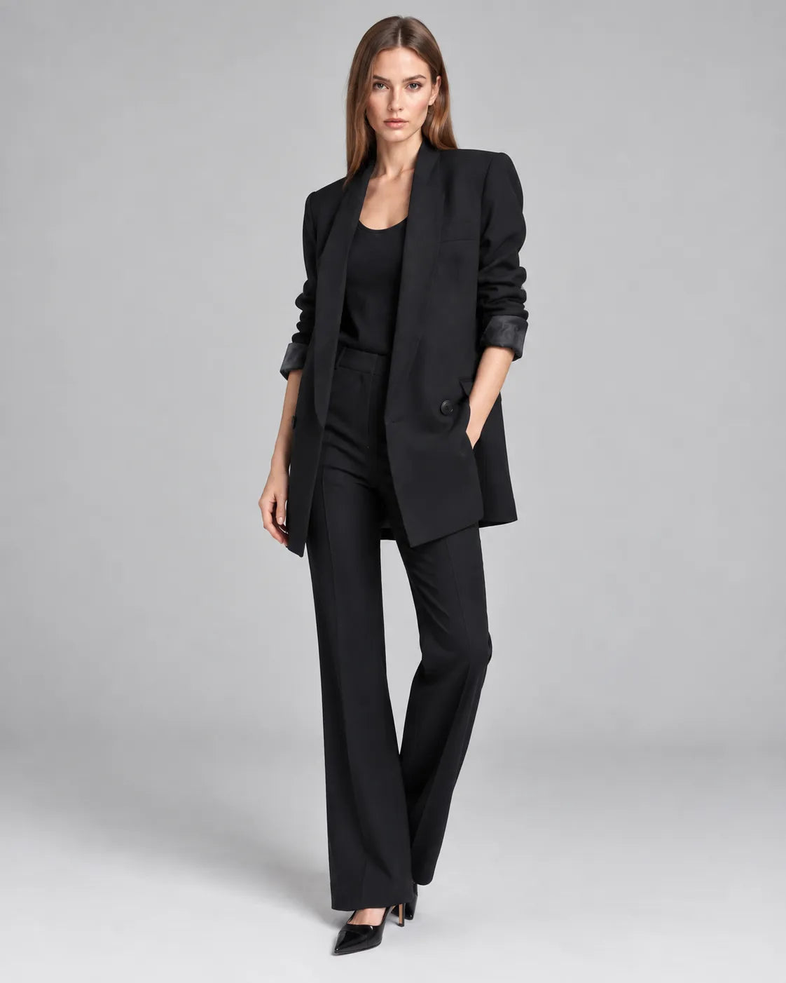 Blazer long asymétrique Céleste – Noir