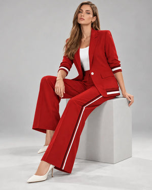Tailleur veste et pantalon Sofia – Rouge