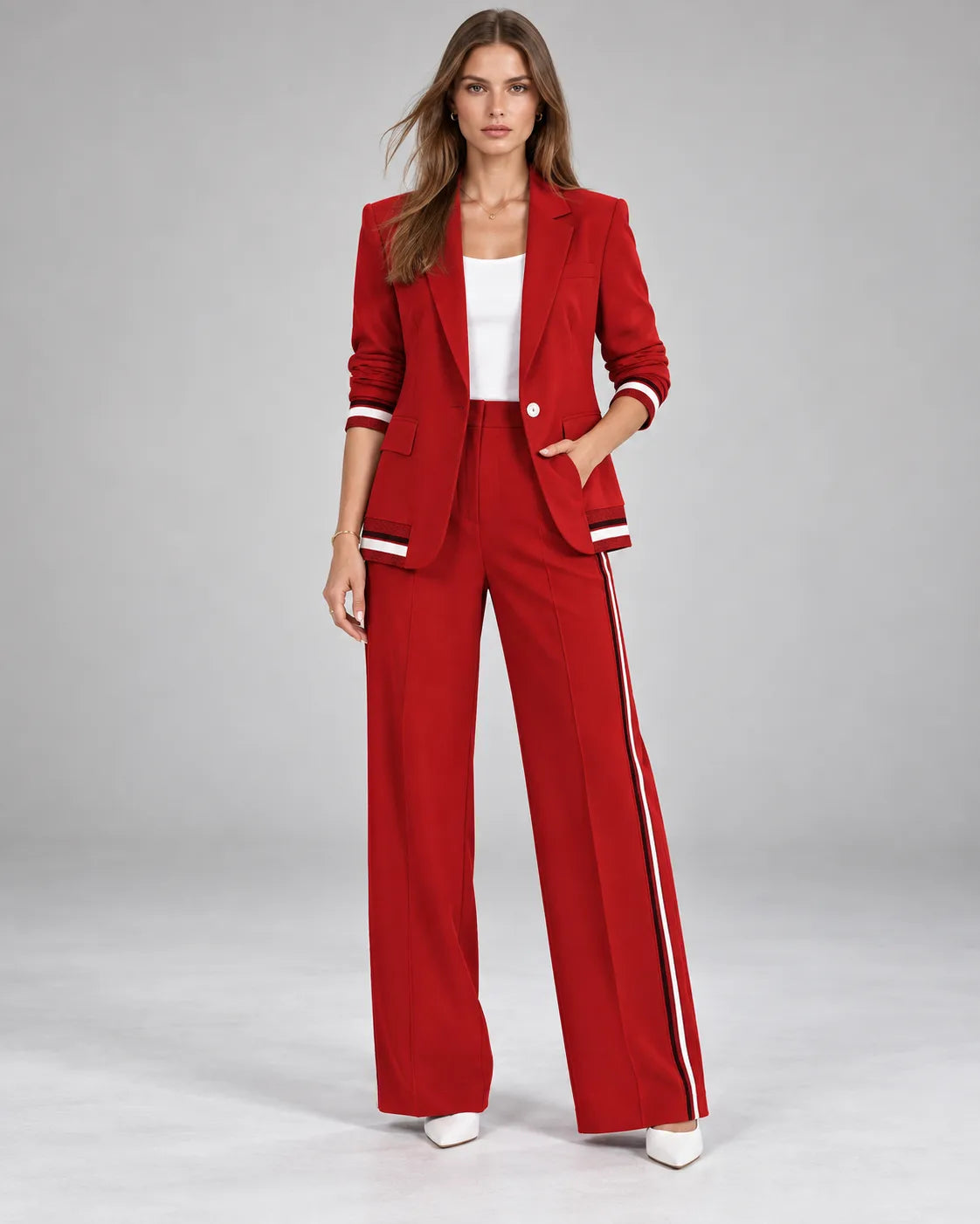 Tailleur veste et pantalon Sofia – Rouge