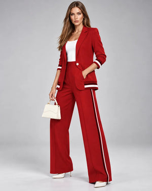 Tailleur veste et pantalon Sofia – Rouge
