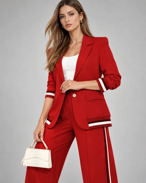Tailleur veste et pantalon Sofia – Rouge