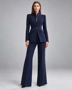 Tailleur col montant Charlotte – Bleu marine