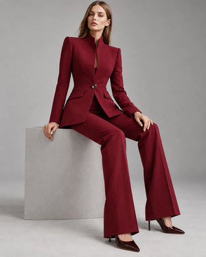Tailleur col montant Charlotte – Bordeaux