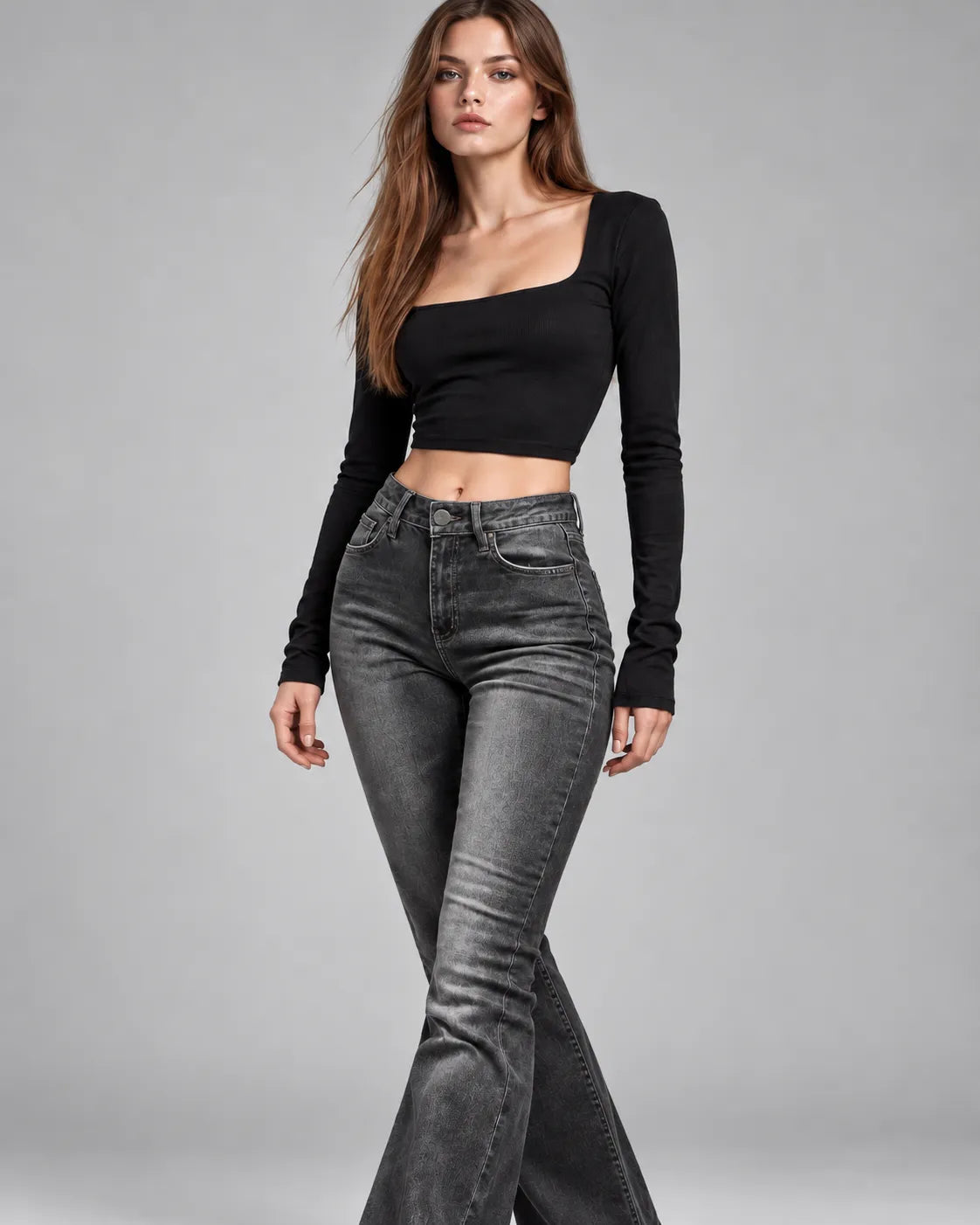 Jean flare Chloé – Gris anthracite