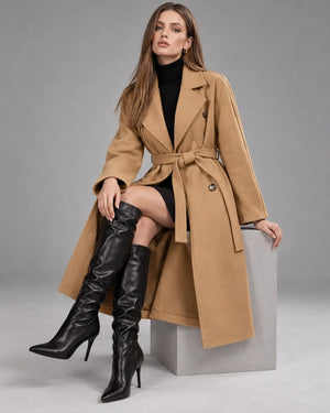 Manteau long ceinturé Victoria – Camel
