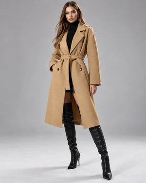 Manteau long ceinturé Victoria – Camel