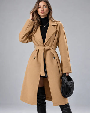 Manteau long ceinturé Victoria – Camel