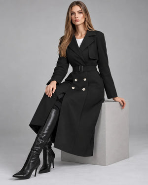 Manteau long ceinturé Victoria – Noir
