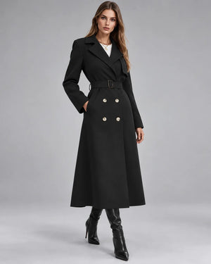 Manteau long ceinturé Victoria – Noir