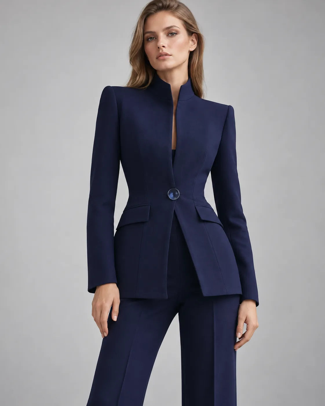 Tailleur col montant Charlotte – Bleu marine