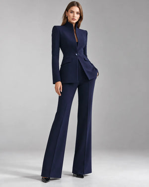 Tailleur col montant Charlotte – Bleu marine