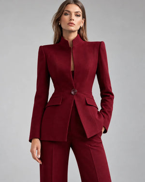 Tailleur col montant Charlotte – Bordeaux